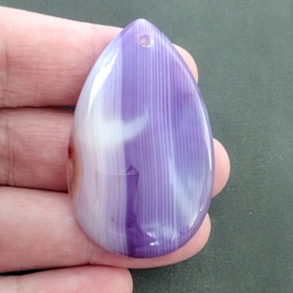 Purple Striped Agate Teardrop Pendant Gemstone